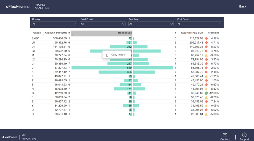 uFlexReward analytics report table