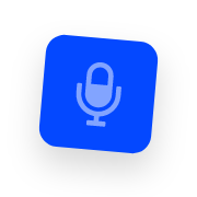 Microphone icon inside blue box