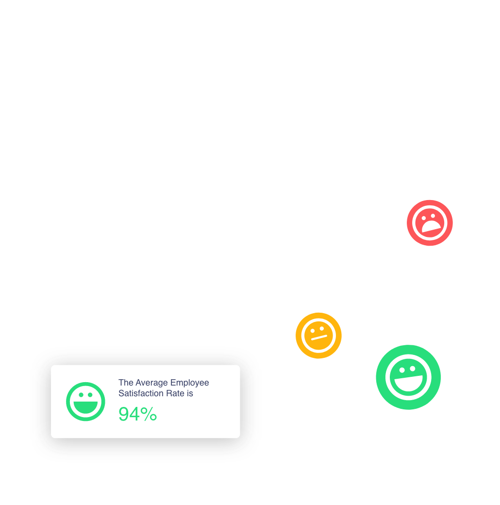 Different facial expressions floating next to statistics box