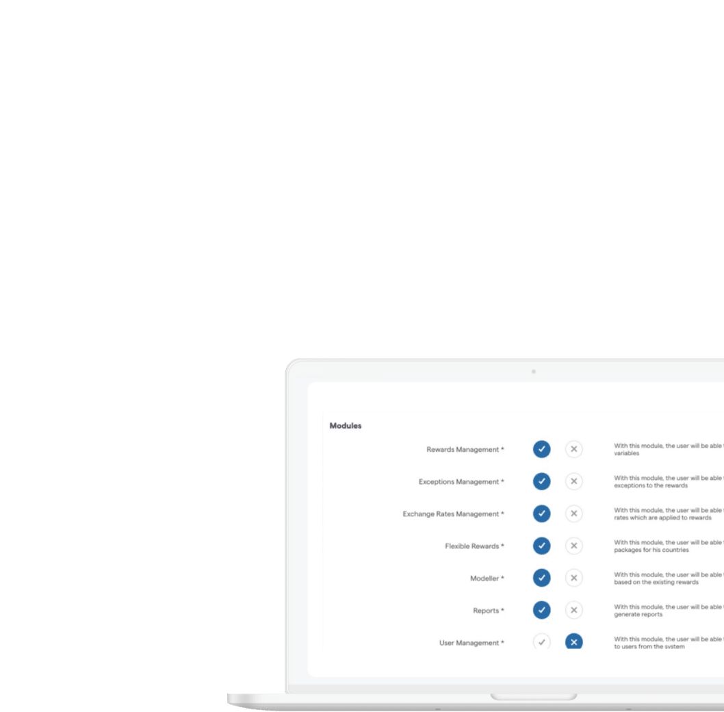 Modules checklist in laptop screen