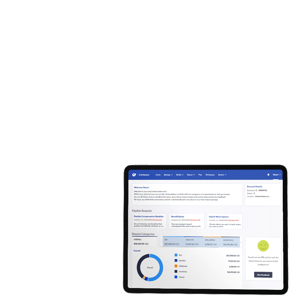 uFlexReward platform dashboard in tablet screen