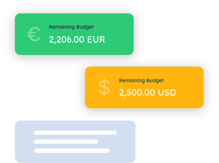 2 boxes with different budget prices and one with white horizontal lines